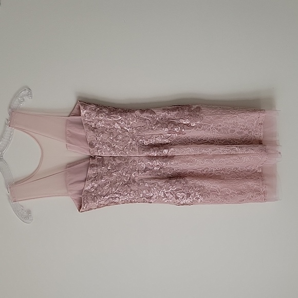 BCBGMaxAzria Women's Abigail Dusty Pink Lace Sequin Mini Dress- Size 2 - Picture 6 of 17